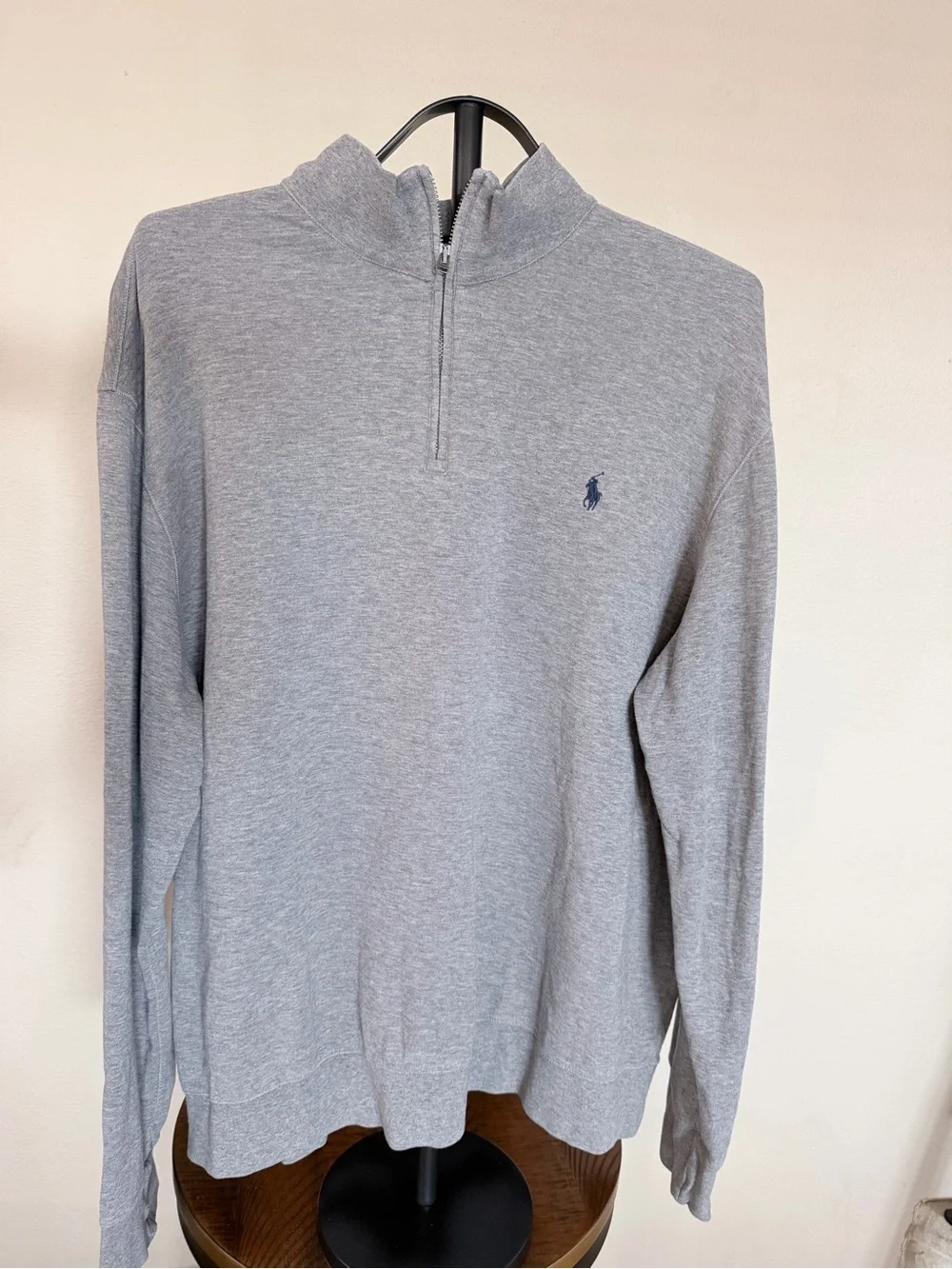 Polo by Ralph Lauren Gray Quarter-Zip Sweater with Navy Pony
